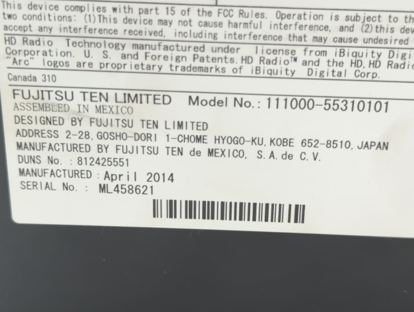 2015-2015 Chevrolet Silverado 2500 Am Fm Cd Player Radio Receiver - Oemusedautoparts1.com