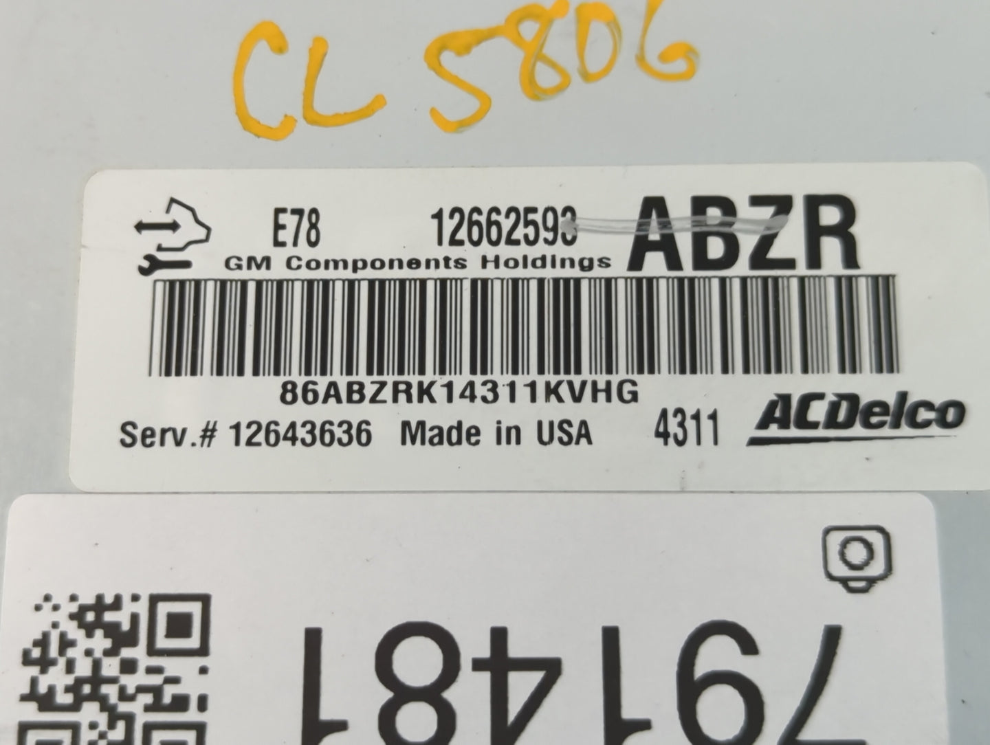 2012-2016 Chevrolet Sonic PCM Engine Control Computer ECU ECM PCU OEM P/N:12662593 Fits Fits 2011 2012 2013 2014 2015 2016 O