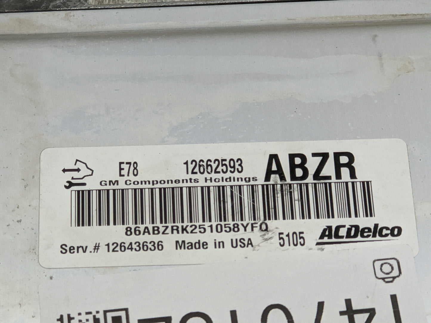 2014-2015 Chevrolet Spark PCM Engine Control Computer ECU ECM PCU OEM P/N:12662593 12643636 Fits OEM Used Auto Parts - Oemus