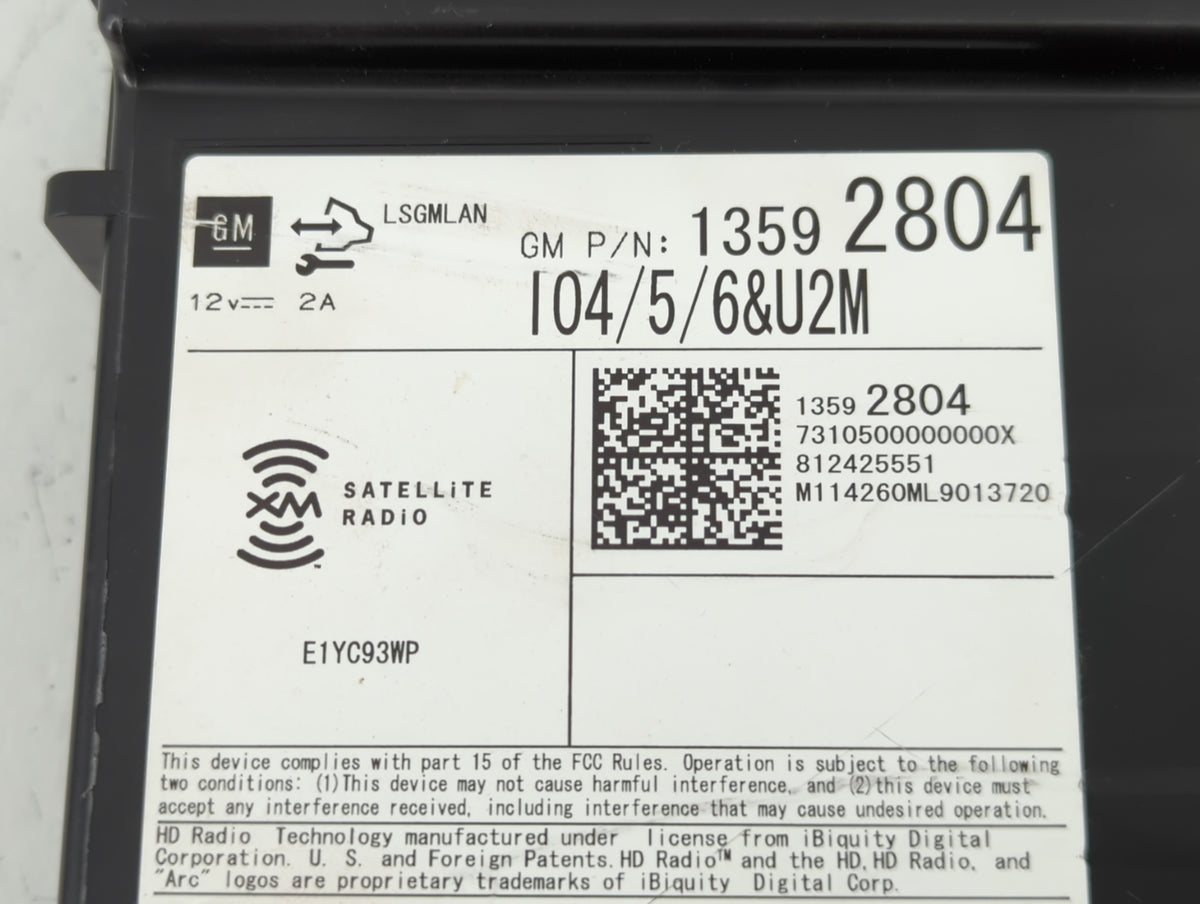 2015 Chevrolet Suburban 1500 Radio AM FM Cd Player Receiver Replacement P/N:13592804 Fits Fits 2013 2014 OEM Used Auto Parts