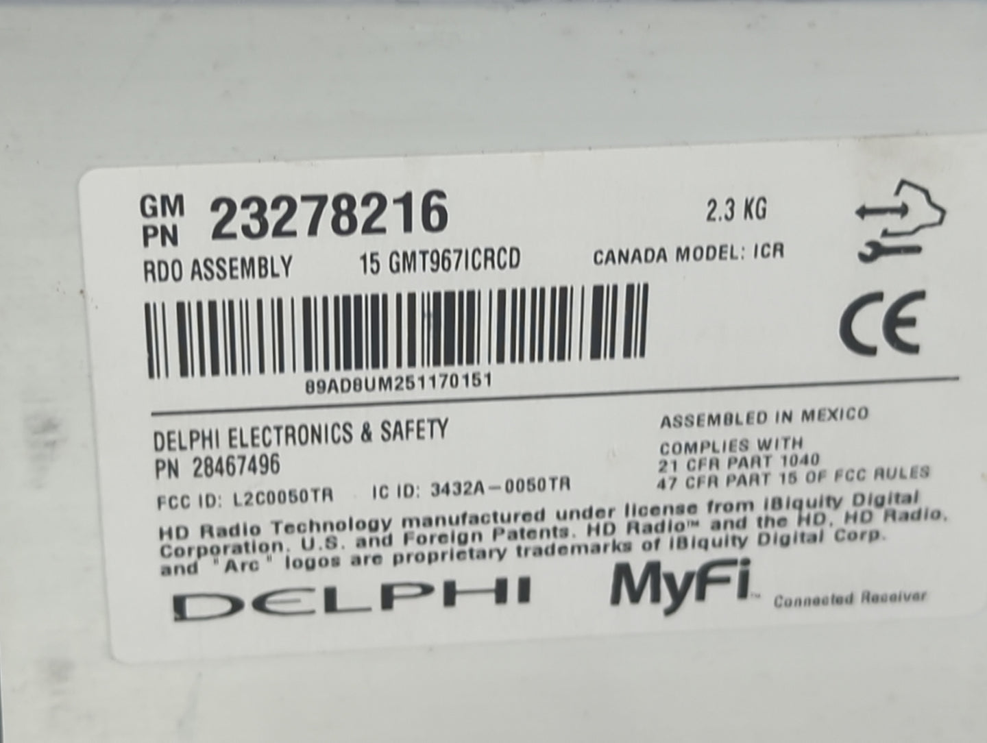 2014-2017 Chevrolet Traverse Radio AM FM Cd Player Receiver Replacement P/N:23278216 Fits Fits 2010 2011 2012 2014 2015 2016
