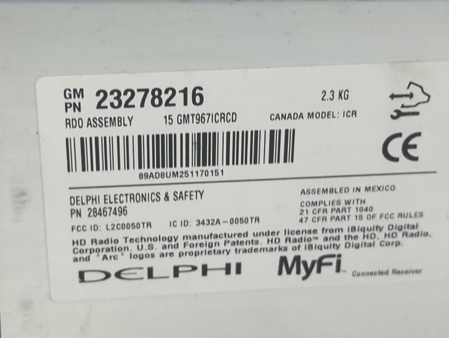 2014-2017 Chevrolet Traverse Radio AM FM Cd Player Receiver Replacement P/N:23278216 Fits Fits 2010 2011 2012 2014 2015 2016