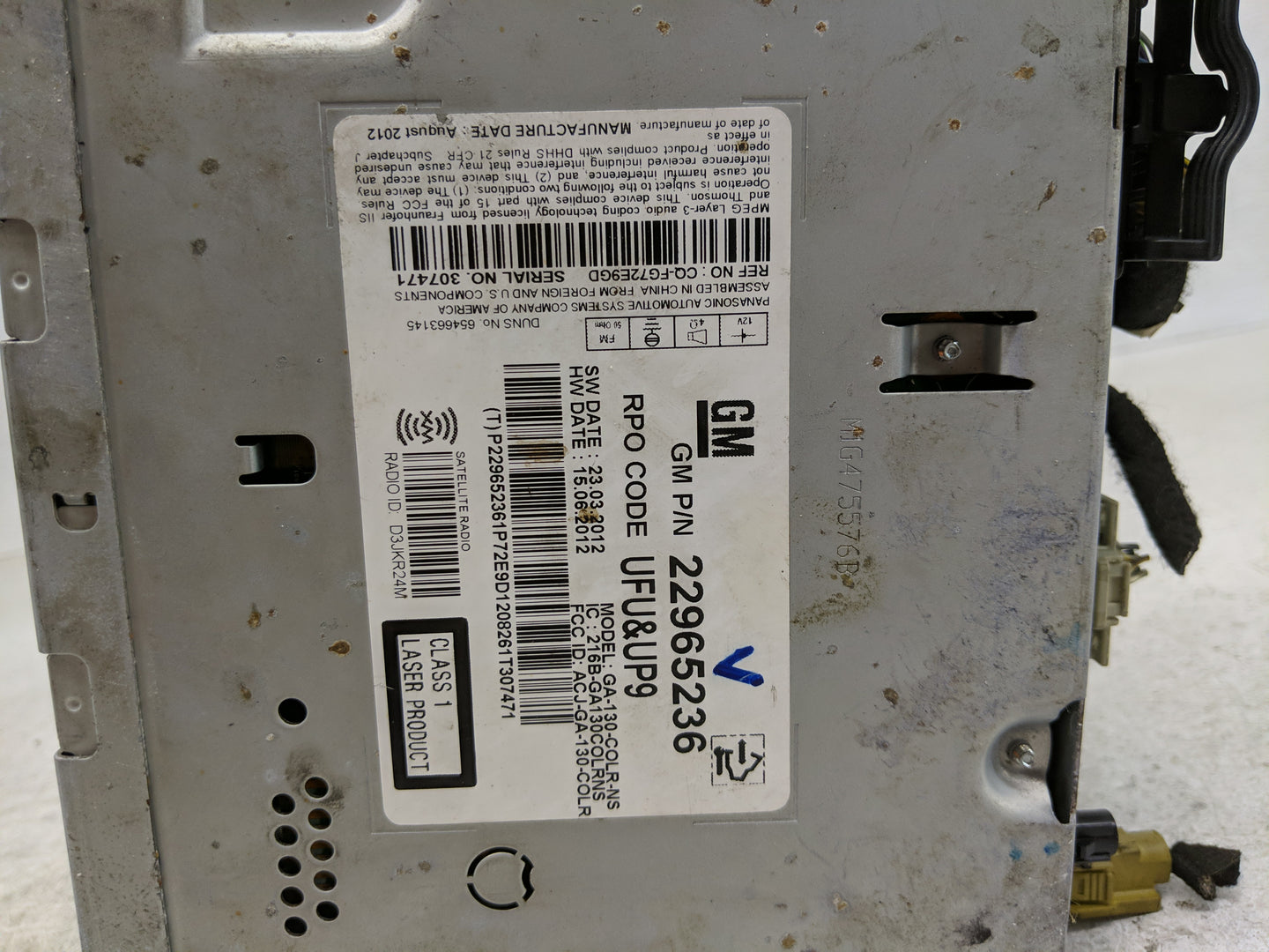 2015 Chevrolet Volt Radio AM FM Cd Player Receiver Replacement P/N:22965236 Fits Fits 2014 2016 OEM Used Auto Parts - Oemuse