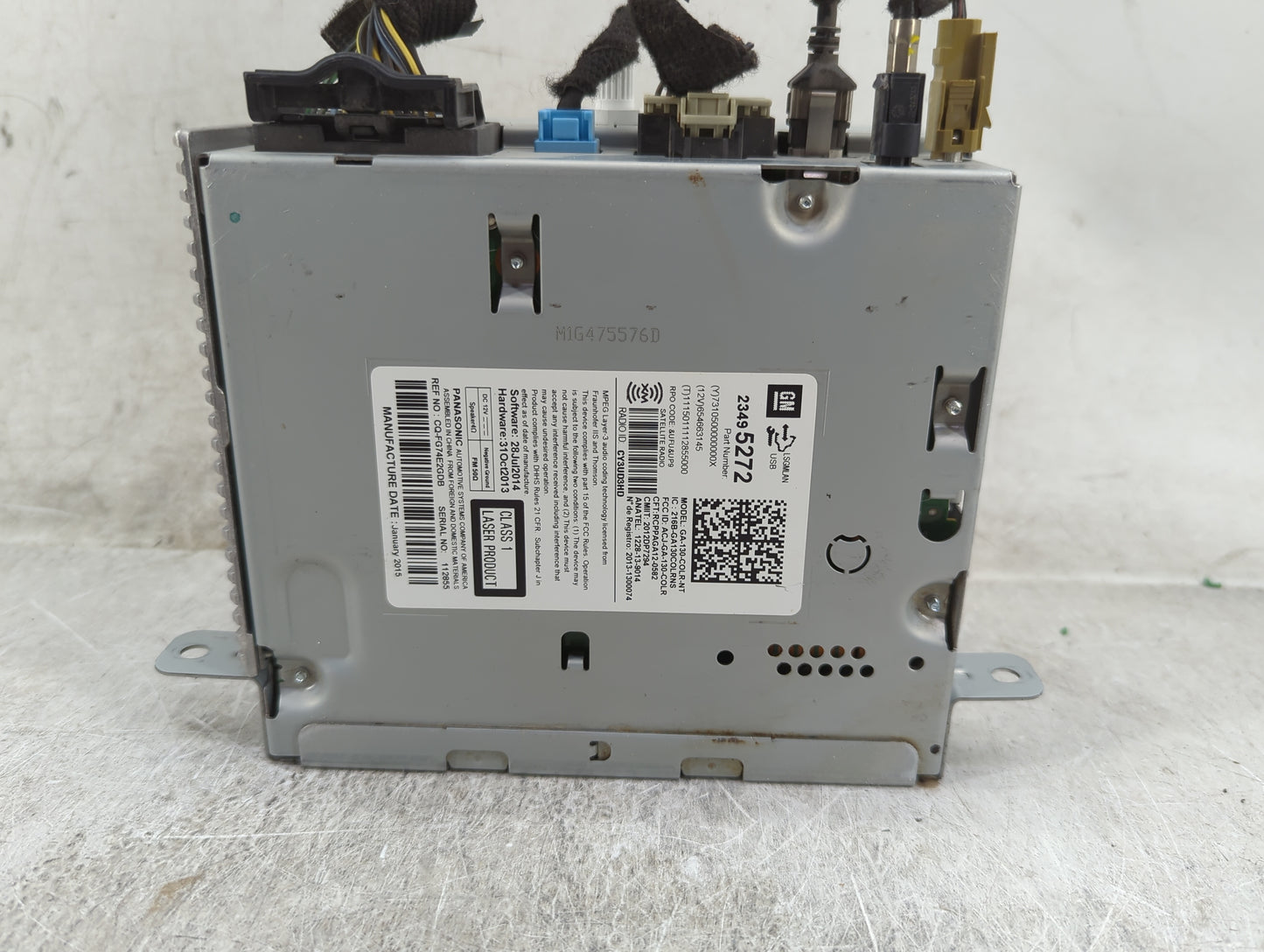 2014 Chevrolet Volt Radio AM FM Cd Player Receiver Replacement P/N:23495272 GA-130-COLR-NT, CQ-FG74E2GDB Fits Fits 2015 2016