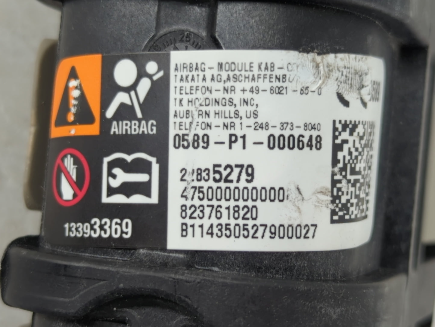 2011-2015 Chevrolet Volt Air Bag Driver Left Steering Wheel Mounted P/N:13393369 0589-P1-000648 Fits OEM Used Auto Parts - O