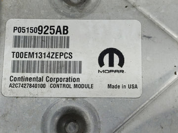 2015 Chrysler 200 PCM Engine Control Computer ECU ECM PCU OEM P/N:P05150925AB Fits OEM Used Auto Parts