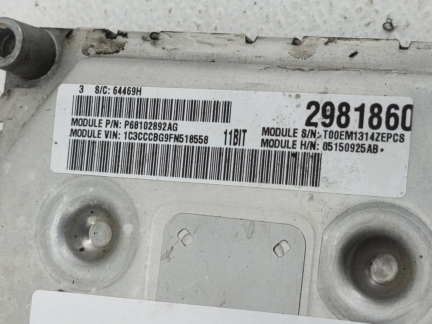 2015 Chrysler 200 PCM Engine Control Computer ECU ECM PCU OEM P/N:P05150925AB Fits OEM Used Auto Parts - Oemusedautoparts1.c