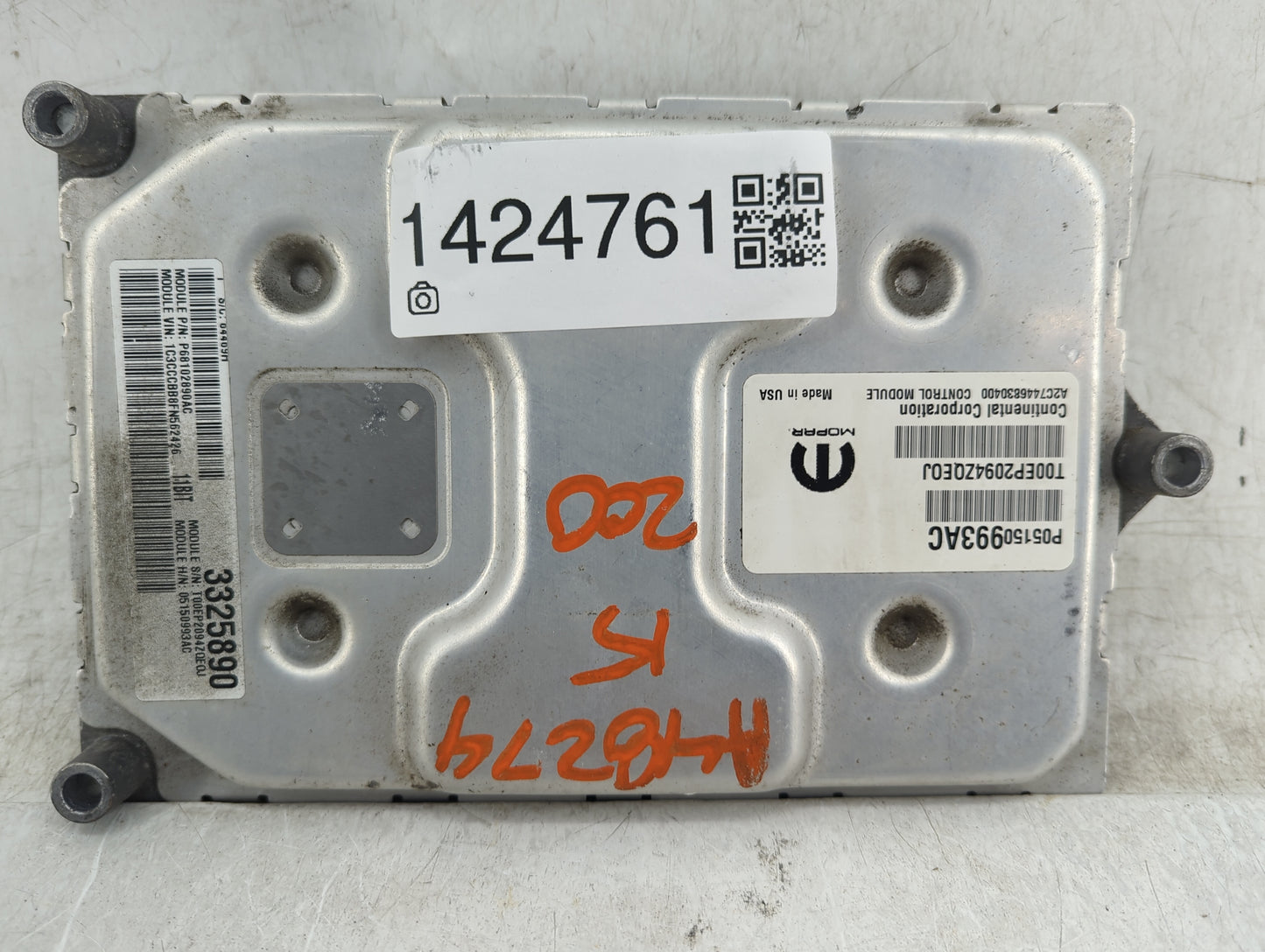 2015 Chrysler 200 PCM Engine Control Computer ECU ECM PCU OEM P/N:05150993AC Fits OEM Used Auto Parts - Oemusedautoparts1.co