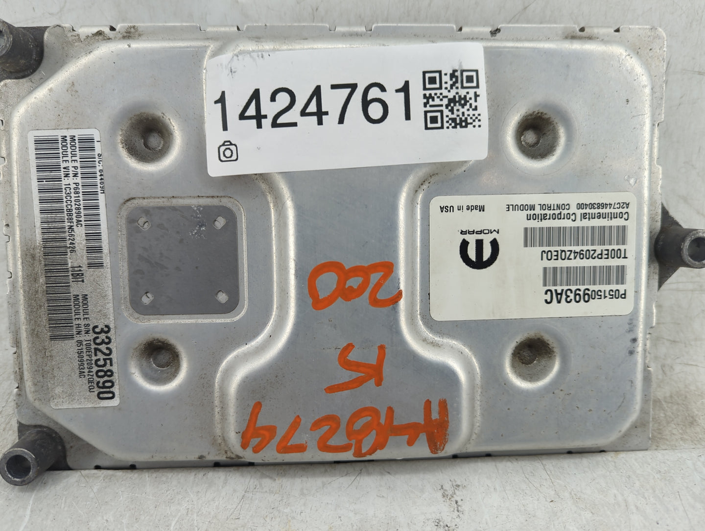 2015 Chrysler 200 PCM Engine Control Computer ECU ECM PCU OEM P/N:05150993AC Fits OEM Used Auto Parts - Oemusedautoparts1.co