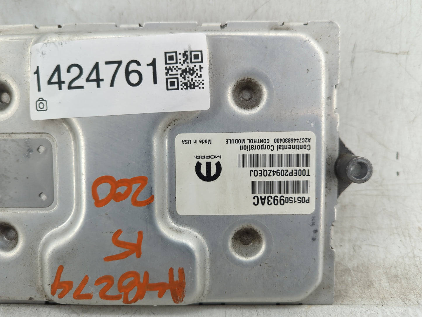 2015 Chrysler 200 PCM Engine Control Computer ECU ECM PCU OEM P/N:05150993AC Fits OEM Used Auto Parts - Oemusedautoparts1.co