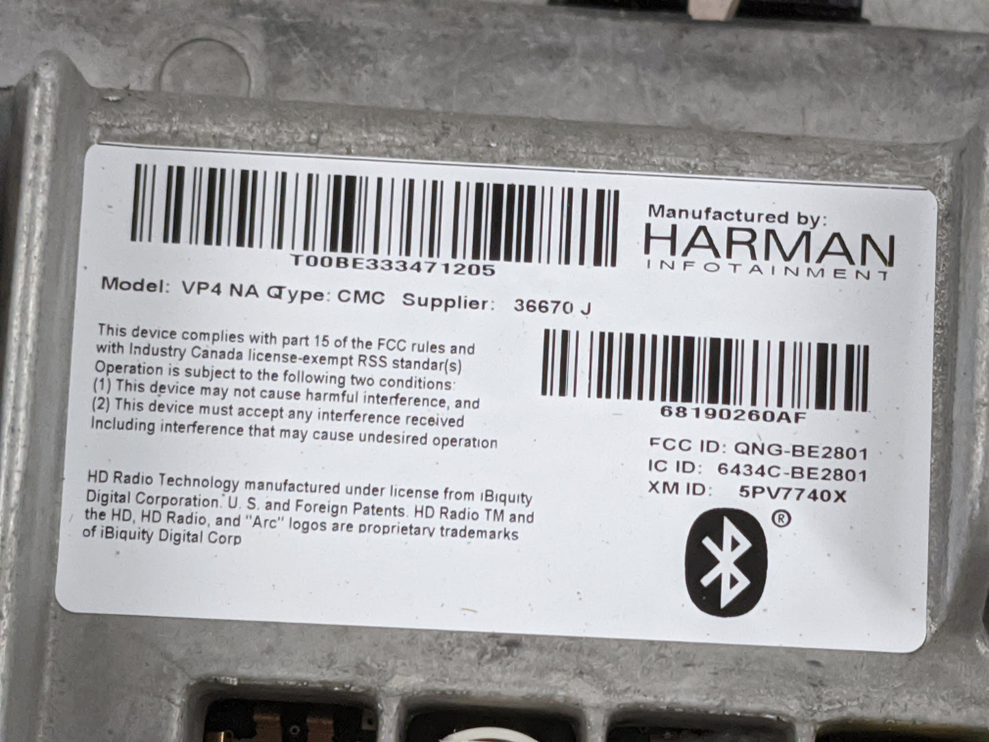 2015 Chrysler 200 Radio AM FM Cd Player Receiver Replacement P/N:68190260AF QNG-BE2801, 6434C-BE2801, 5PV7740X Fits OEM Used