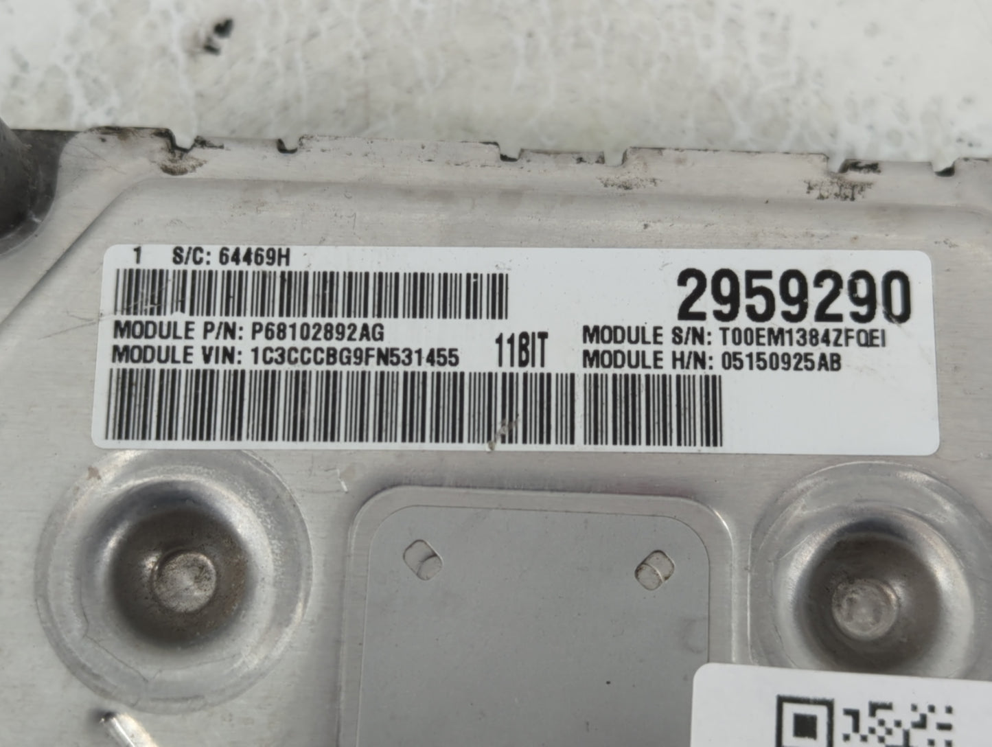 2015 Chrysler 200 PCM Engine Control Computer ECU ECM PCU OEM P/N:2959290 Fits OEM Used Auto Parts - Oemusedautoparts1.com