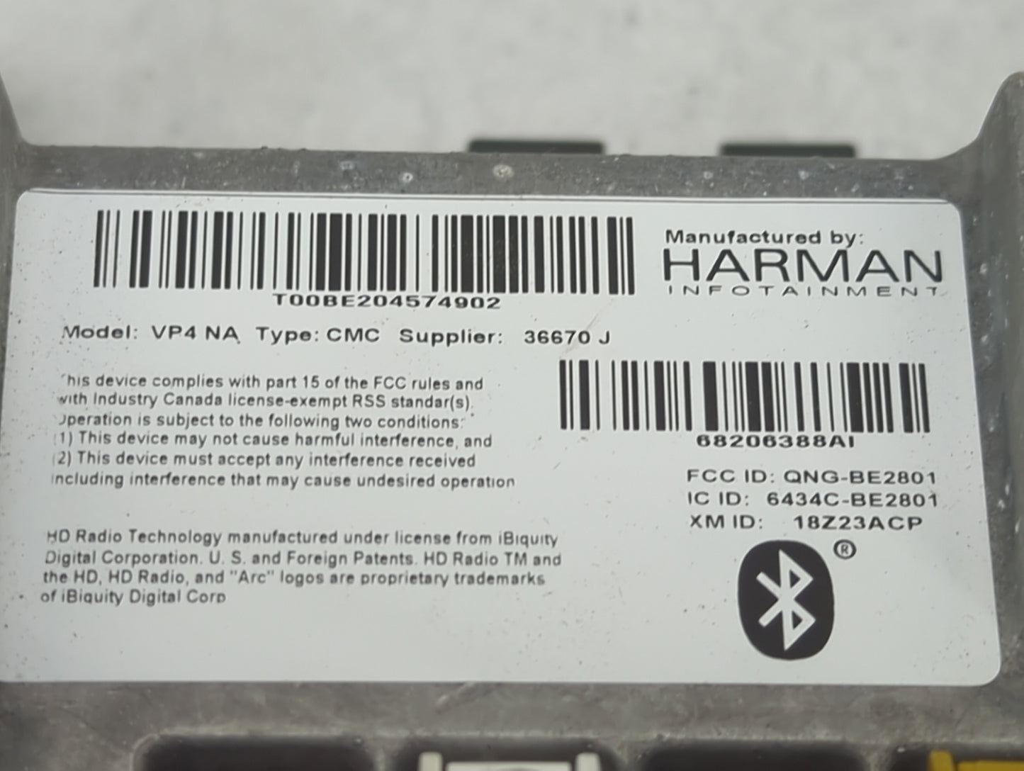 2015 Chrysler 300 Radio AM FM Cd Player Receiver Replacement P/N:T00BE204574902 68206388AI, QNG-BE2801, 6434C-BE2801 Fits OE