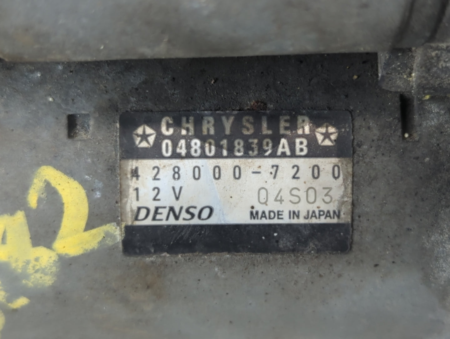 2011-2016 Chrysler Town & Country Car Starter Motor Solenoid OEM P/N:428000-7200 04801839AB Fits OEM Used Auto Parts - Oemus