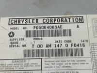 2012-2016 Chrysler Town & Country Radio AM FM Cd Player Receiver Replacement P/N:P05064063AE Fits OEM Used Auto Parts - Oemu