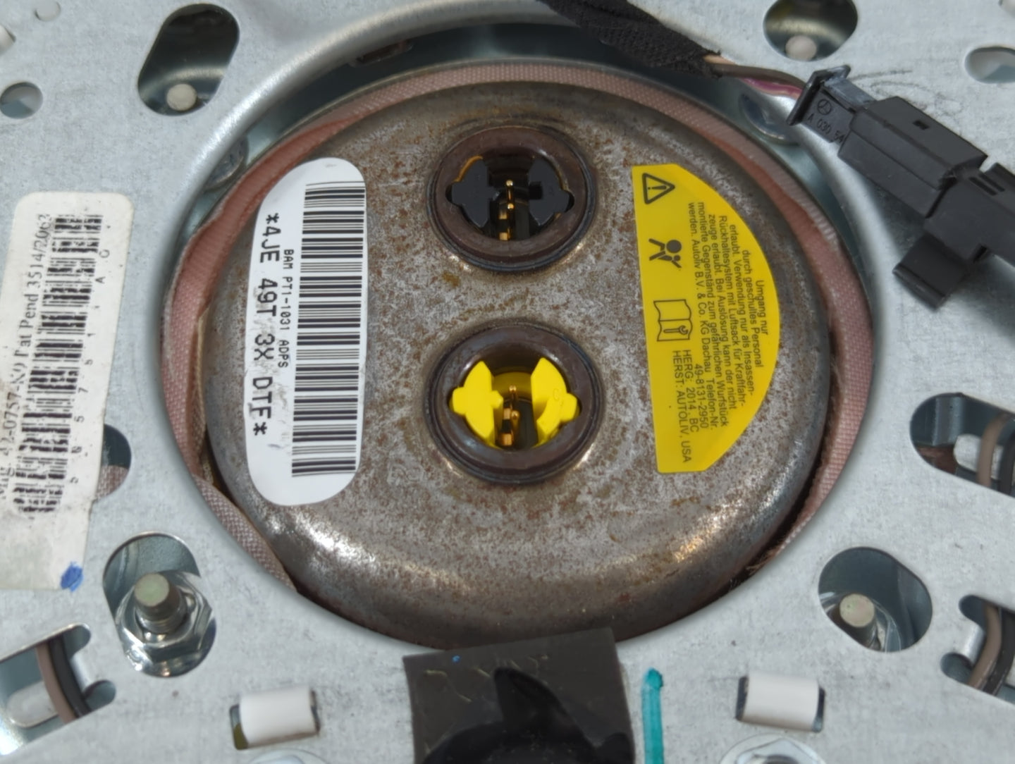 2015 Dodge Caravan Air Bag Driver Left Steering Wheel Mounted P/N:P1QK29DX9AG Fits Fits 2013 2014 2016 2017 2018 2019 2020 O