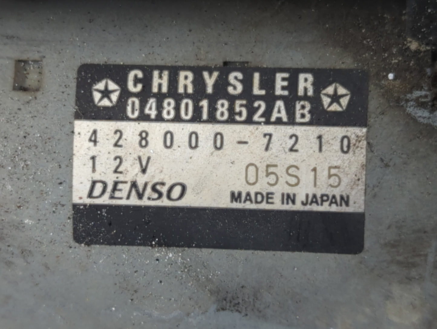 2015 Dodge Charger Car Starter Motor Solenoid OEM P/N:04801852AB 428000-7210 Fits OEM Used Auto Parts - Oemusedautoparts1.co