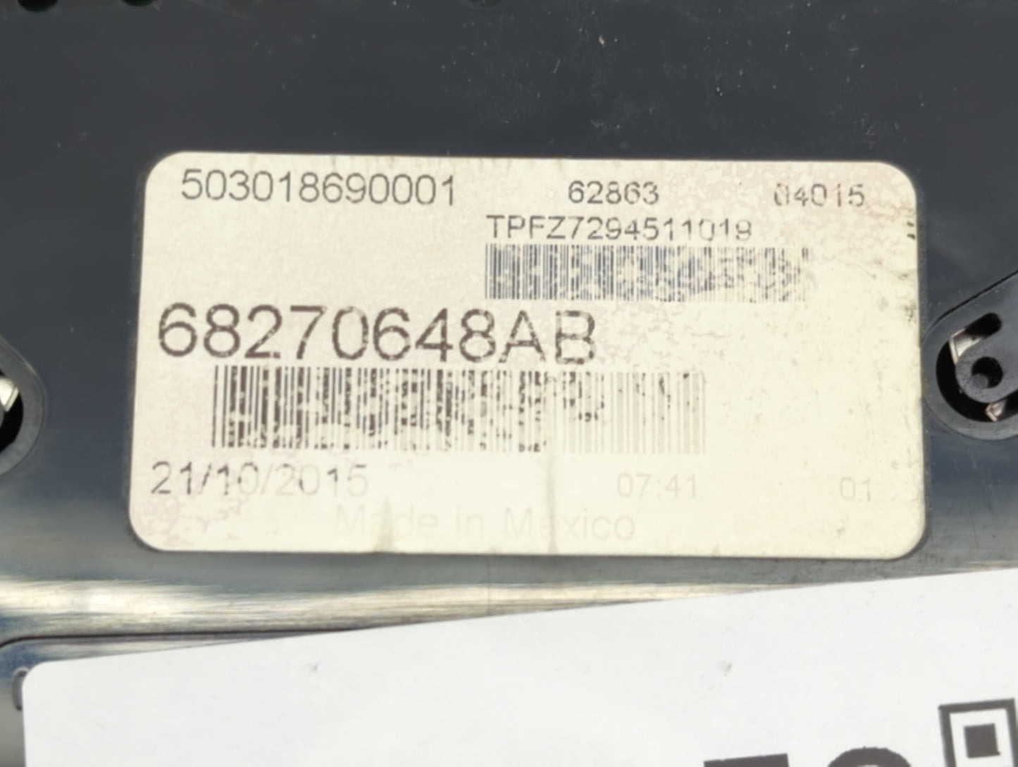2015 Dodge Dart Instrument Cluster Speedometer Gauges P/N:68270648AB 5550101500 Miles: Fits OEM Used Auto Parts - Oemusedaut