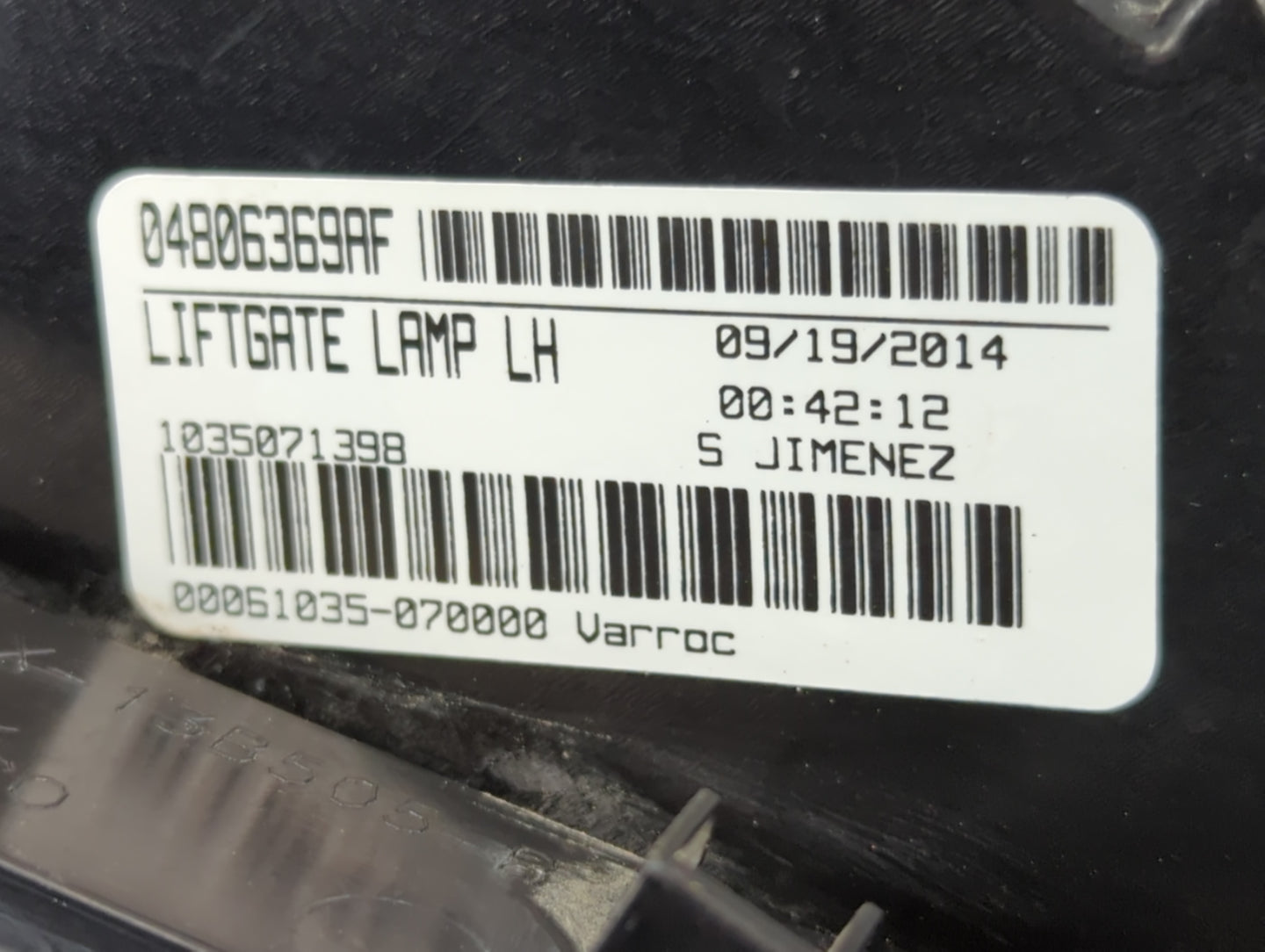 2015 Dodge Journey Driver Left Side Deck Lid Mounted Tail Light - Oemusedautoparts1.com