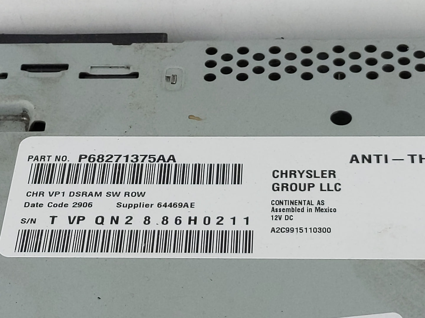 2015 Dodge Ram 1500 Radio AM FM Cd Player Receiver Replacement P/N:P68271375AA P68245816AD Fits Fits 2016 OEM Used Auto Part