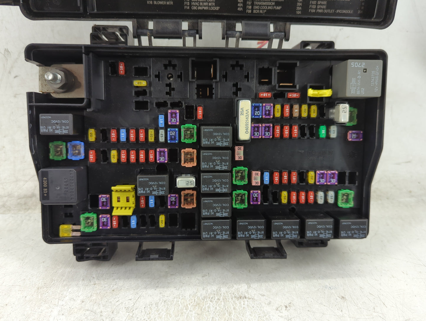2015 Dodge Ram 1500 Fusebox Fuse Box Panel Relay Module P/N:P68243263AC Fits OEM Used Auto Parts - Oemusedautoparts1.com