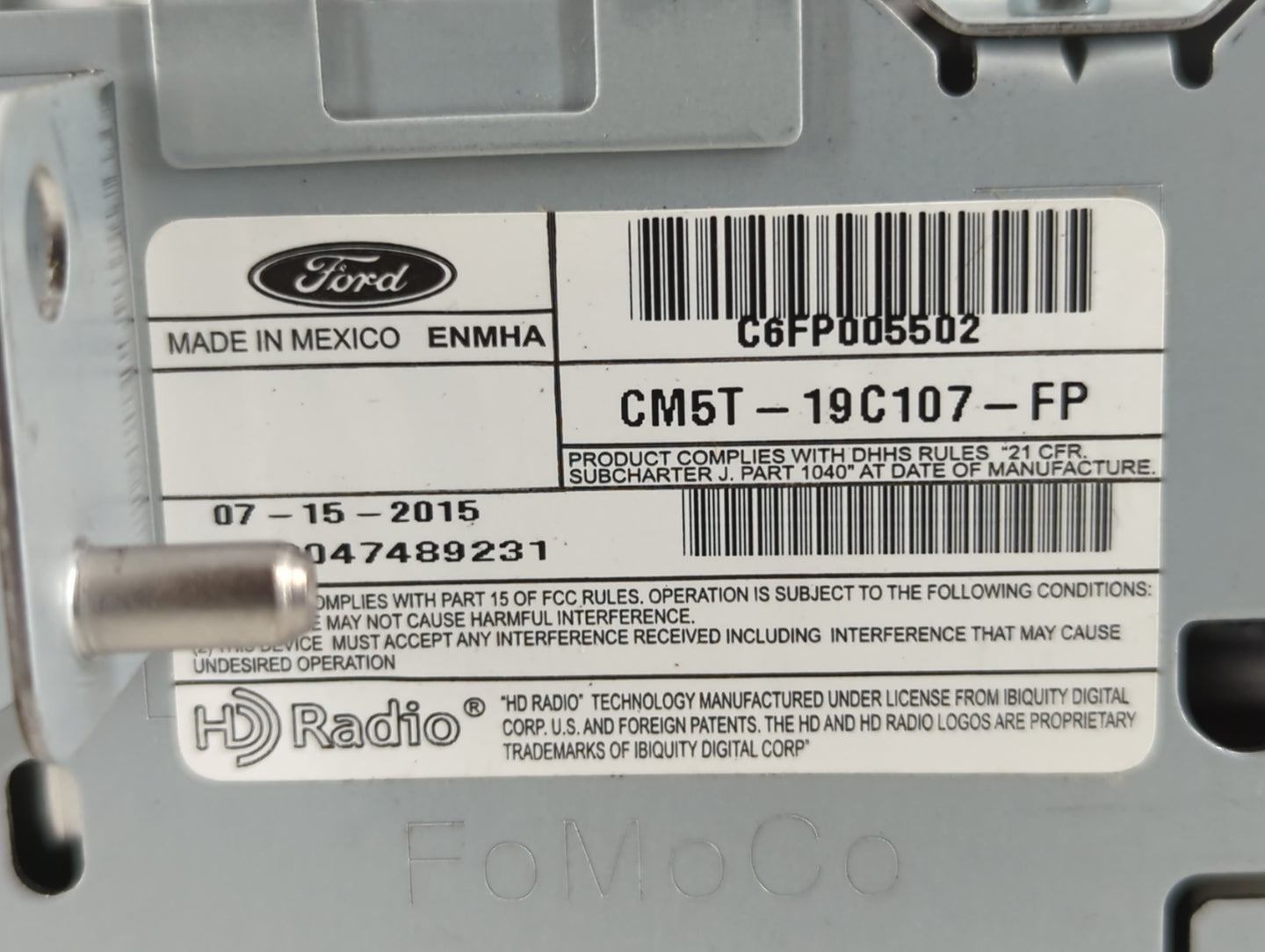 2015 Ford C-Max Radio AM FM Cd Player Receiver Replacement P/N:CM5T-19C107-FP Fits OEM Used Auto Parts - Oemusedautoparts1.c