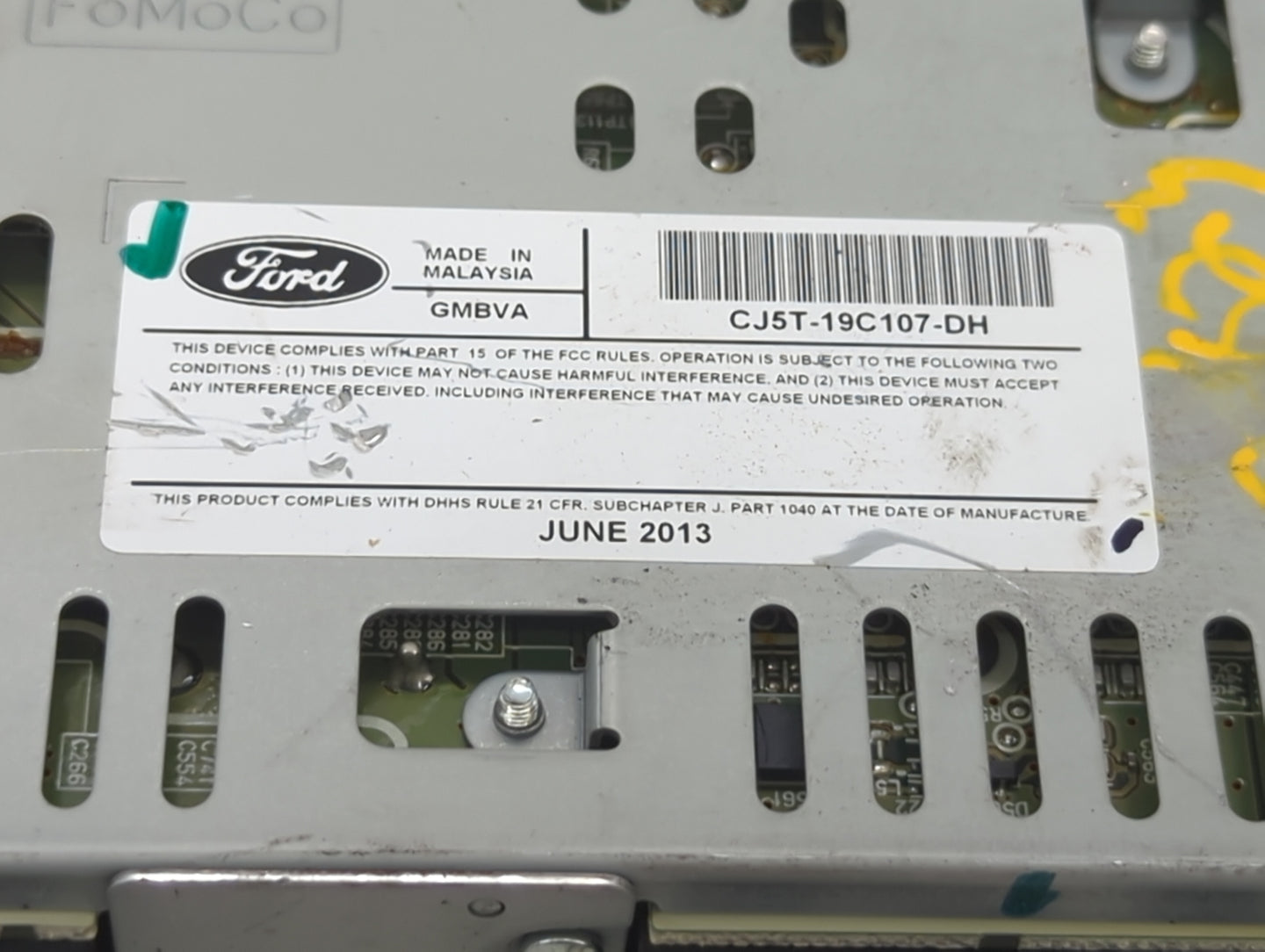 2013-2015 Ford Escape Radio AM FM Cd Player Receiver Replacement P/N:CJ5T-19C107-DH Fits Fits 2013 2014 2015 OEM Used Auto P