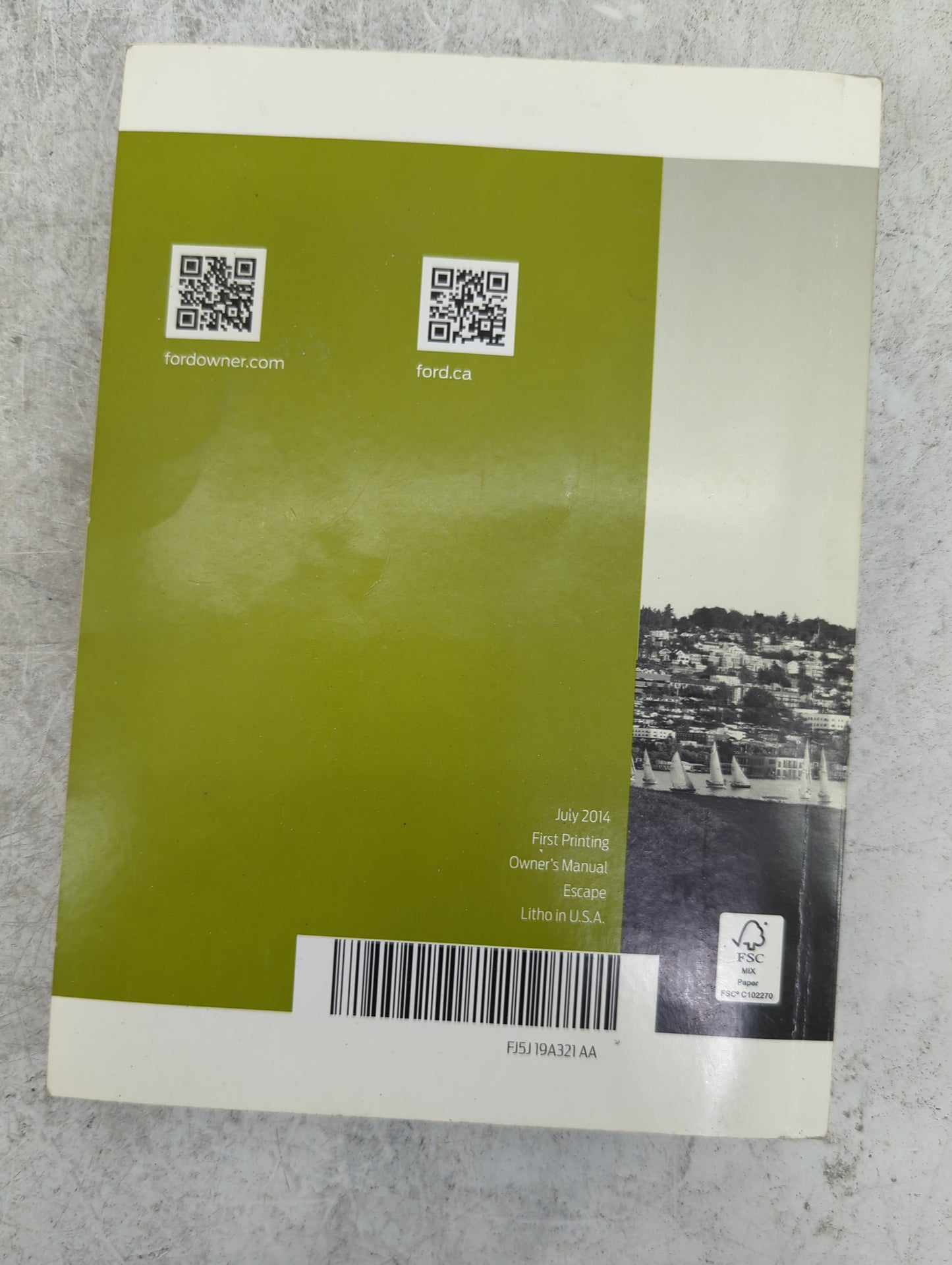 2015 Ford Escape Owners Manual Book Guide P/N:FJ5J19A321AA OEM Used Auto Parts - Oemusedautoparts1.com