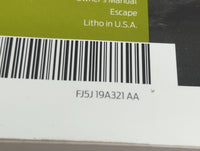 2015 Ford Escape Owners Manual Book Guide P/N:FJ5J19A321AA OEM Used Auto Parts - Oemusedautoparts1.com