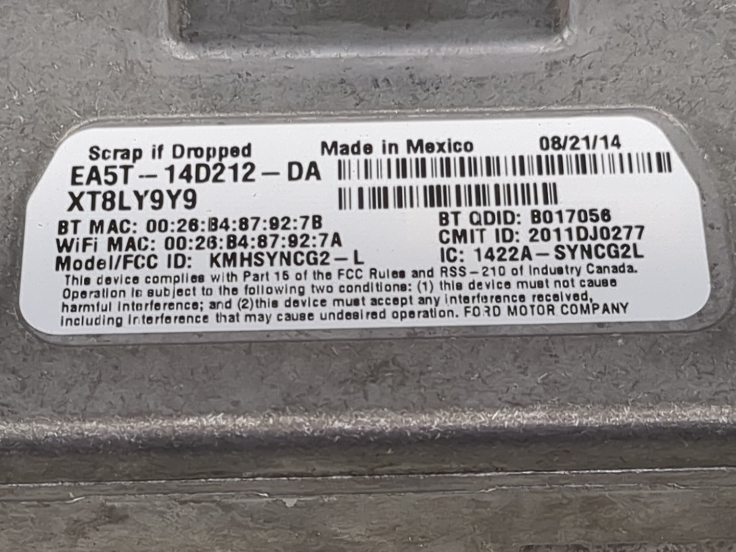2014-2016 Ford Escape Information Display Screen 1491253 - Oemusedautoparts1.com