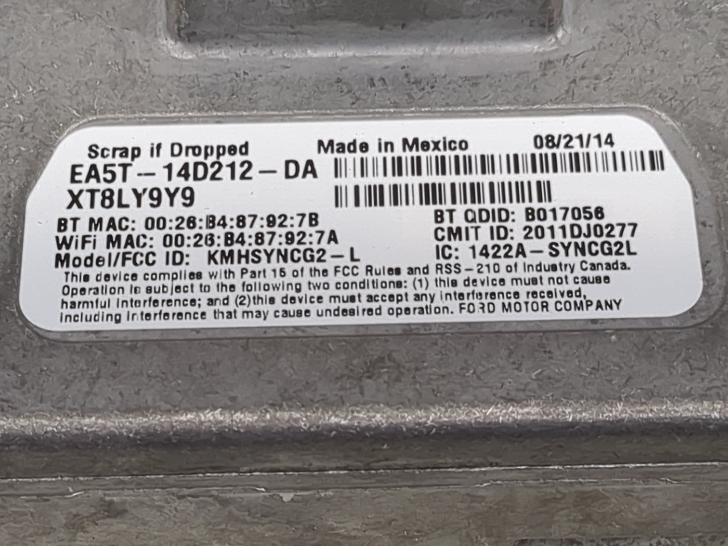 2014-2016 Ford Escape Information Display Screen 1491253 - Oemusedautoparts1.com