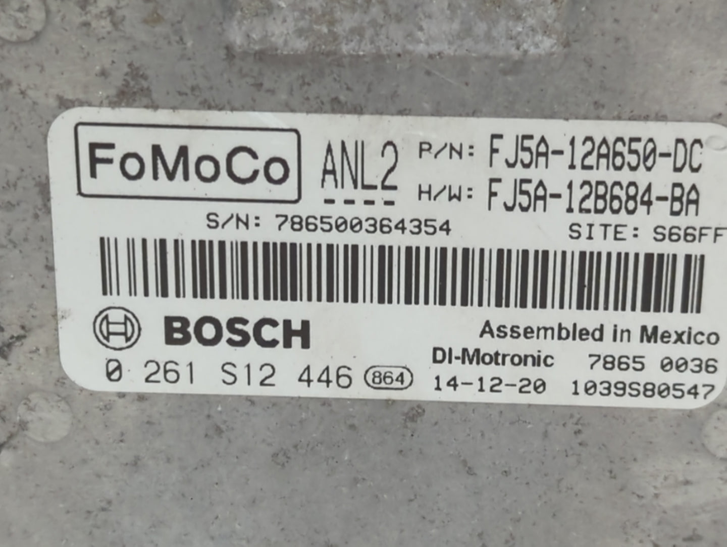 2013-2016 Ford Escape PCM Engine Control Computer ECU ECM PCU OEM P/N:FJ54-12A650-DC Fits Fits 2013 2014 2015 2016 OEM Used 