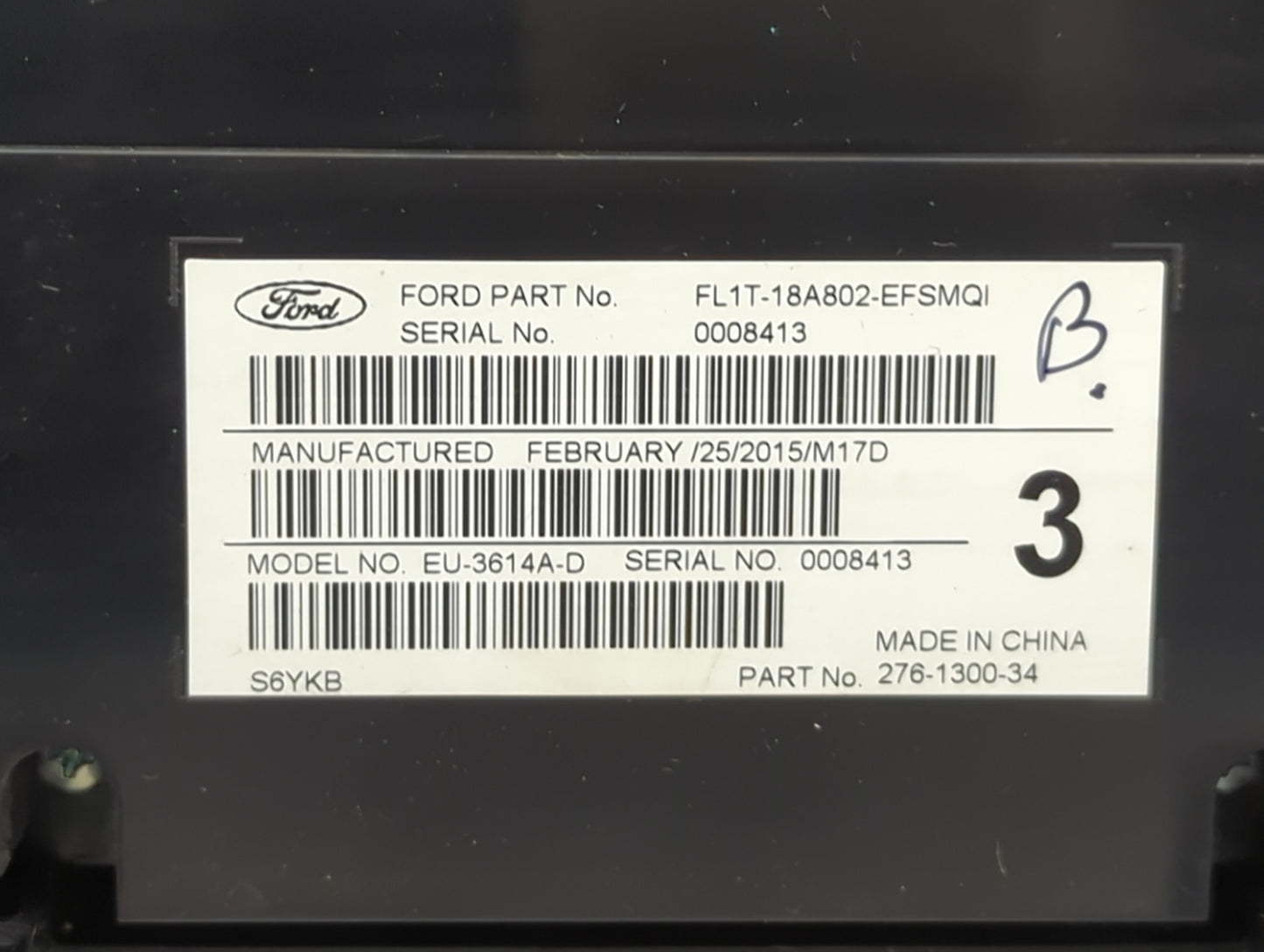 2015 Ford Expedition Radio AM FM Cd Player Receiver Replacement P/N:FL1T-18A802-EFSMQI EU-3614A-D, 276-1300-34 Fits OEM Used