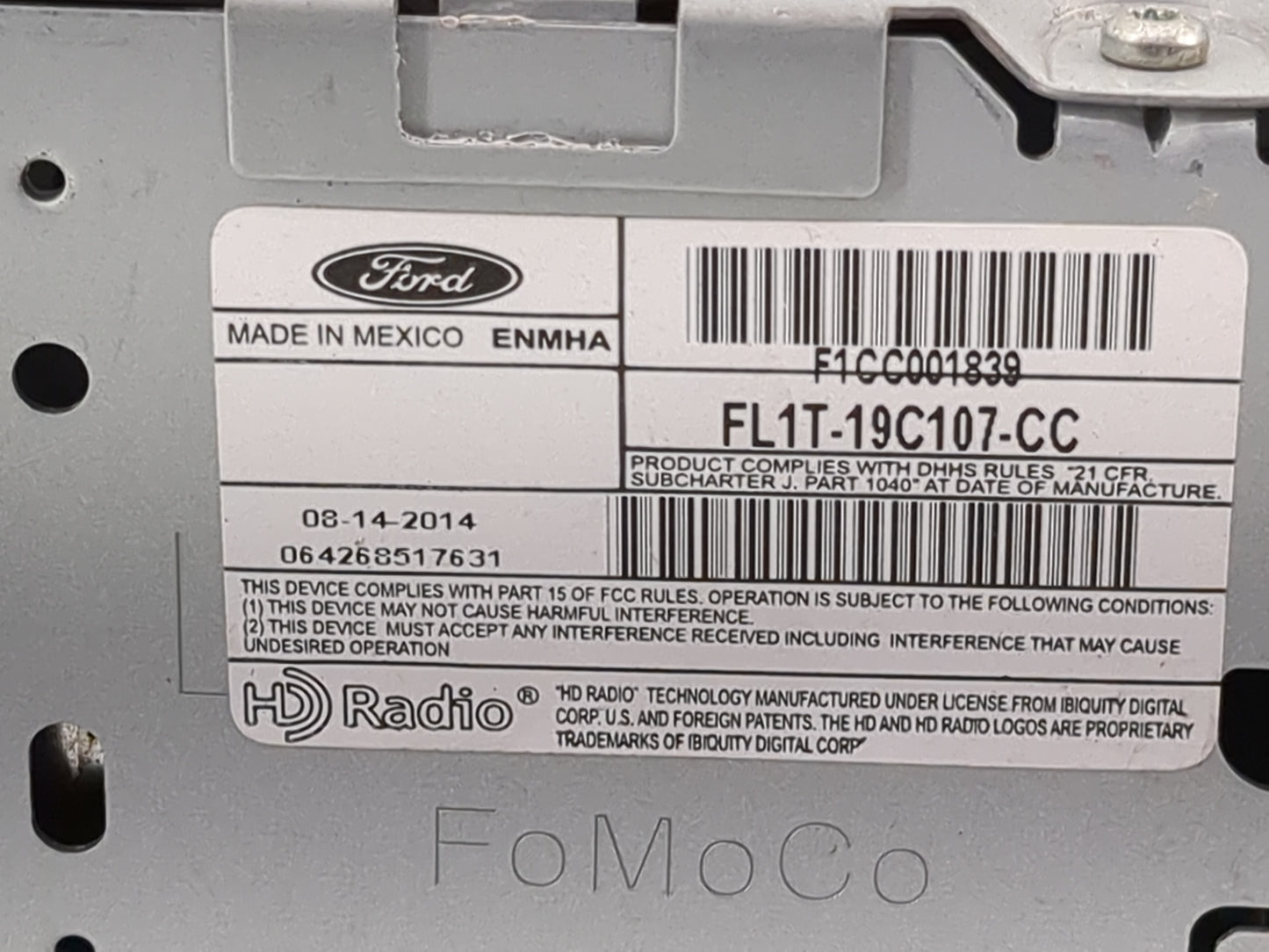 2015-2017 Ford Expedition Radio AM FM Cd Player Receiver Replacement P/N:FL1T-19C107-CC F1CC001839 Fits Fits 2015 2016 2017 