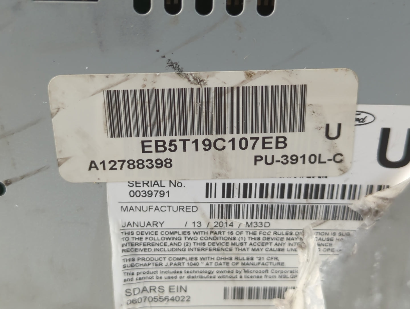 2015 Ford Explorer Radio AM FM Cd Player Receiver Replacement P/N:EB5T 19C107 EB Fits OEM Used Auto Parts - Oemusedautoparts