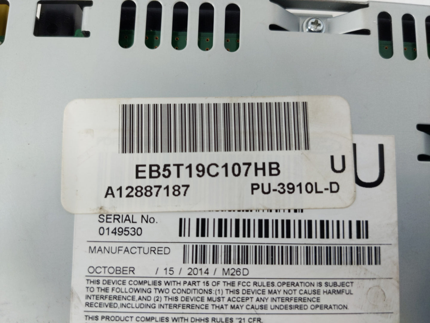 2015 Ford Explorer Radio AM FM Cd Player Receiver Replacement P/N:EB5T19C107HB A12887187 Fits OEM Used Auto Parts - Oemuseda