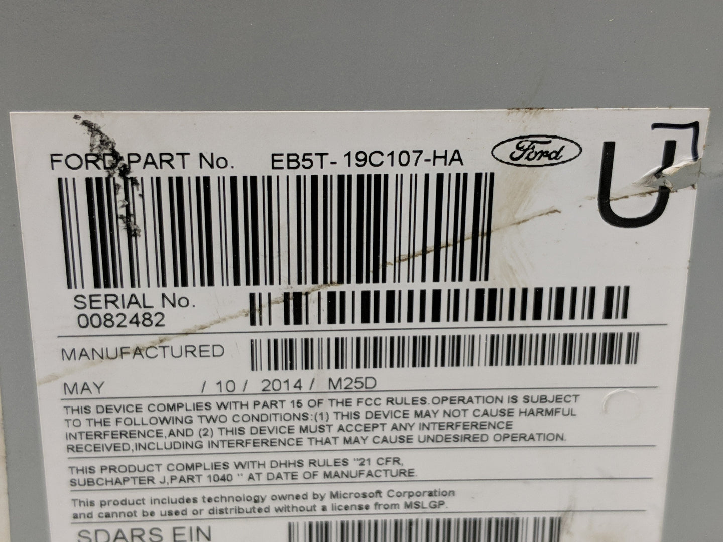 2014-2015 Ford Explorer Radio AM FM Cd Player Receiver Replacement P/N:EB5T-19C107-HA Fits Fits 2014 2015 OEM Used Auto Part