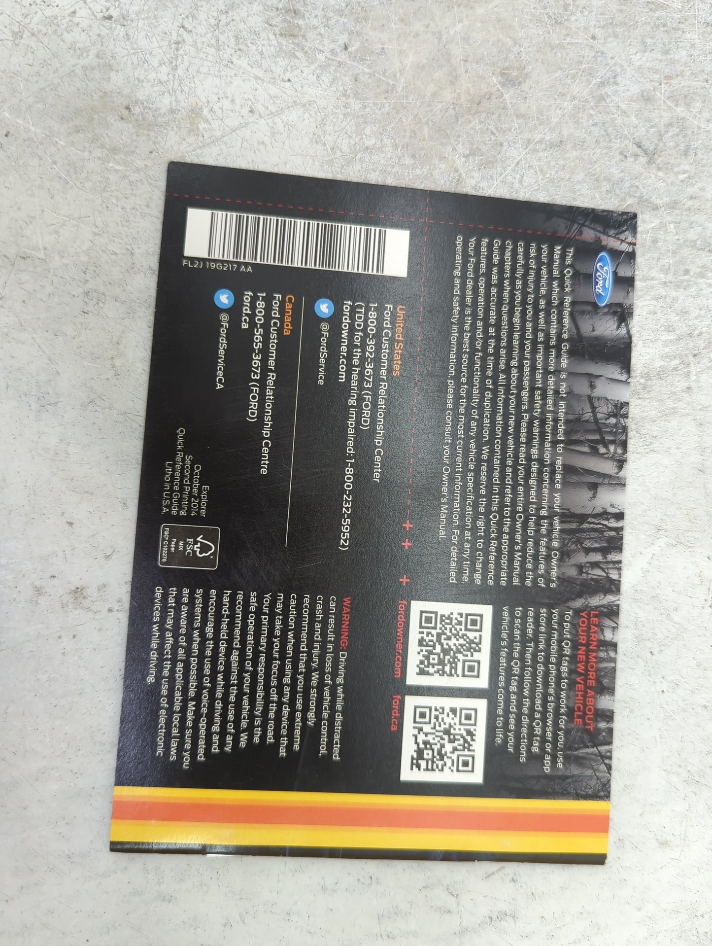 2015 Ford Explorer Owners Manual Book Guide P/N:FL2J19A321AA FL2J19G217AA OEM Used Auto Parts - Oemusedautoparts1.com