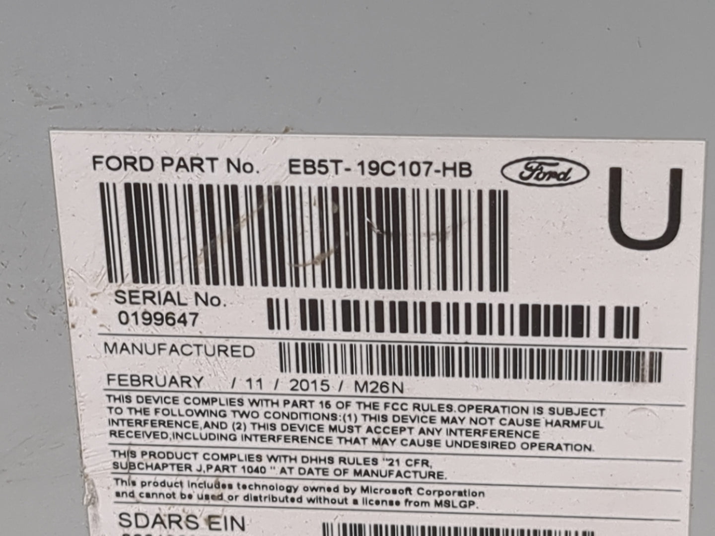2015 Ford Explorer Radio AM FM Cd Player Receiver Replacement P/N:PU-3910L-D EB5T-19C107-HB Fits OEM Used Auto Parts - Oemus