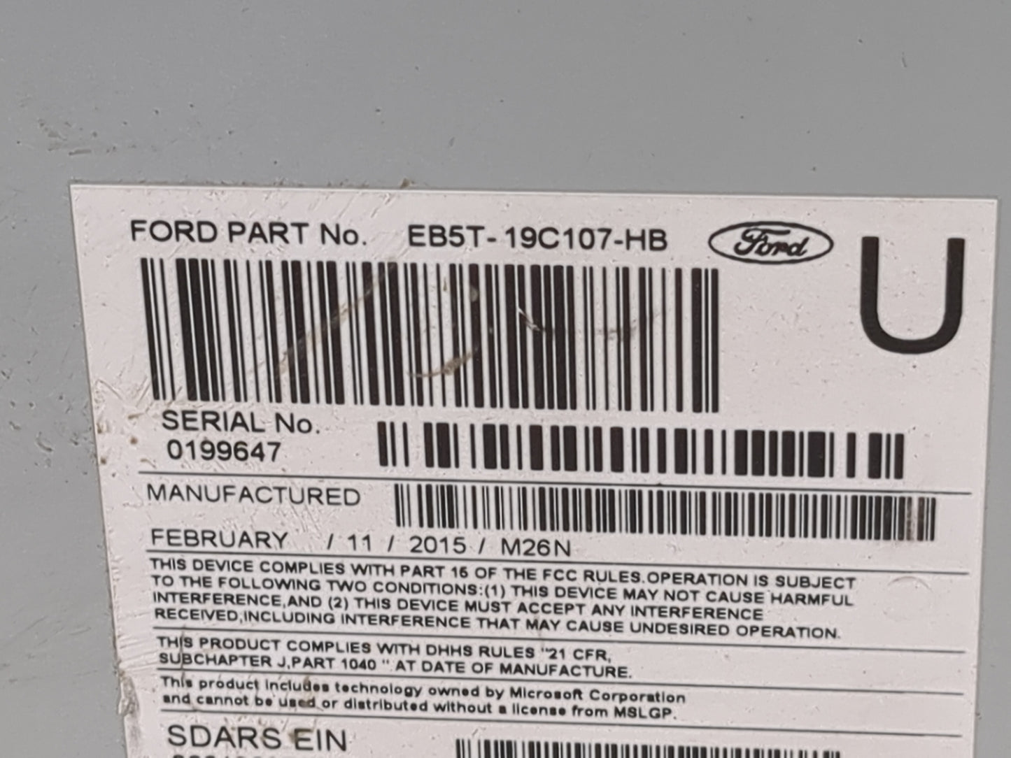 2015 Ford Explorer Radio AM FM Cd Player Receiver Replacement P/N:PU-3910L-D EB5T-19C107-HB Fits OEM Used Auto Parts - Oemus