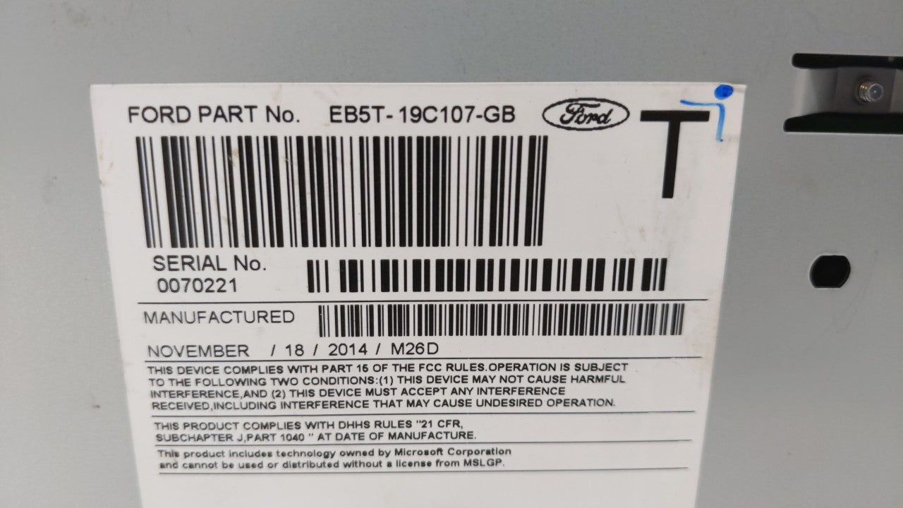2015 Ford Explorer Radio AM FM Cd Player Receiver Replacement P/N:EB5T-19C107-GB Fits OEM Used Auto Parts - Oemusedautoparts
