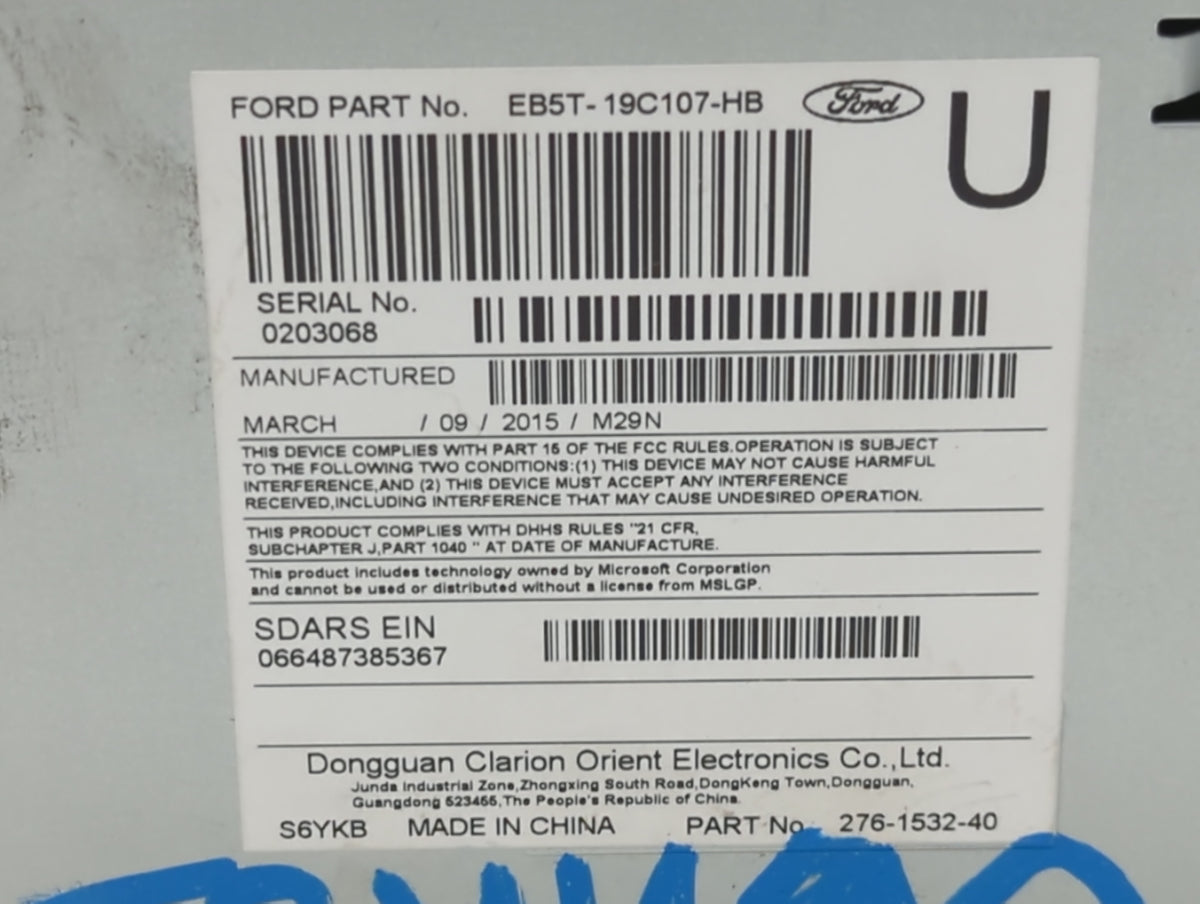 2015-2015 Ford Explorer Am Fm Cd Player Radio Receiver 521566 - Oemusedautoparts1.com