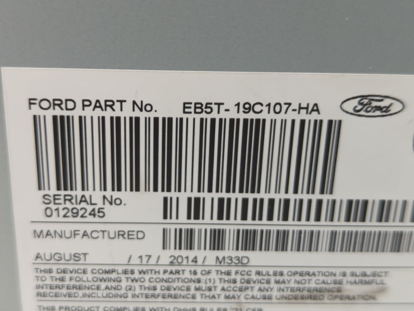 2014-2017 Ford Explorer Radio AM FM Cd Player Receiver Replacement P/N:EB5T-19C107-HA Fits Fits 2014 2015 2016 2017 OEM Used