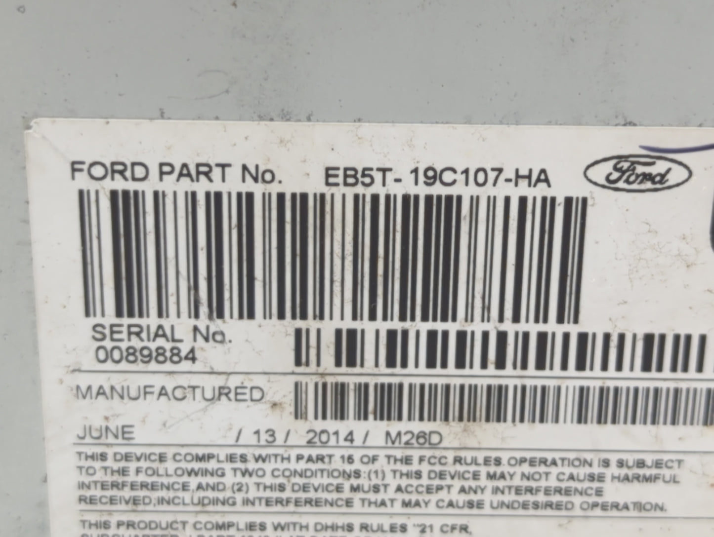 2014-2015 Ford Explorer Radio AM FM Cd Player Receiver Replacement P/N:EB5T-19C107-HA Fits Fits 2014 2015 OEM Used Auto Part