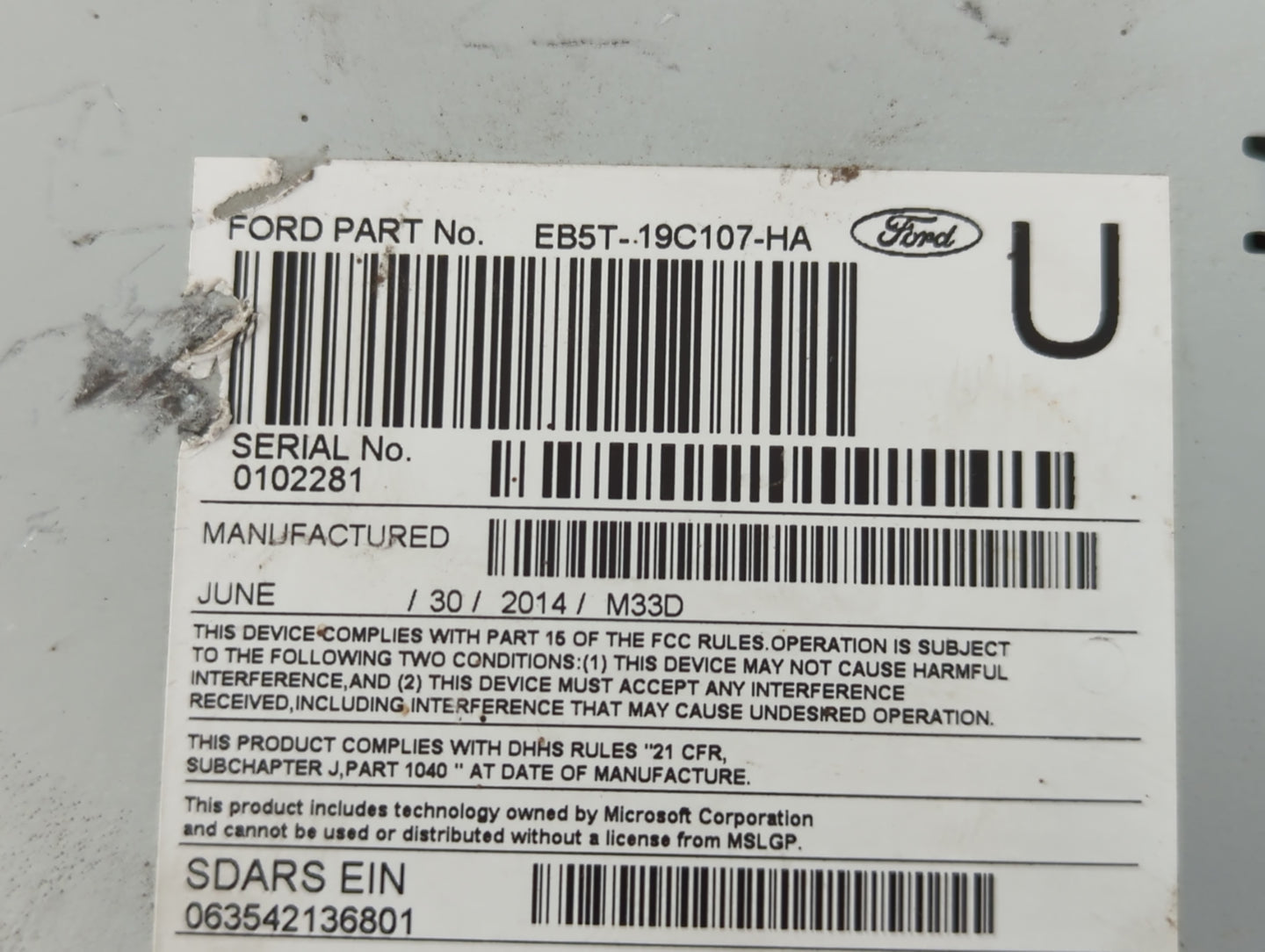 2014-2015 Ford Explorer Am Fm Cd Player Radio Receiver - Oemusedautoparts1.com