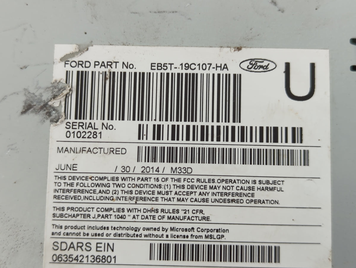 2014-2015 Ford Explorer Am Fm Cd Player Radio Receiver 719821 - Oemusedautoparts1.com