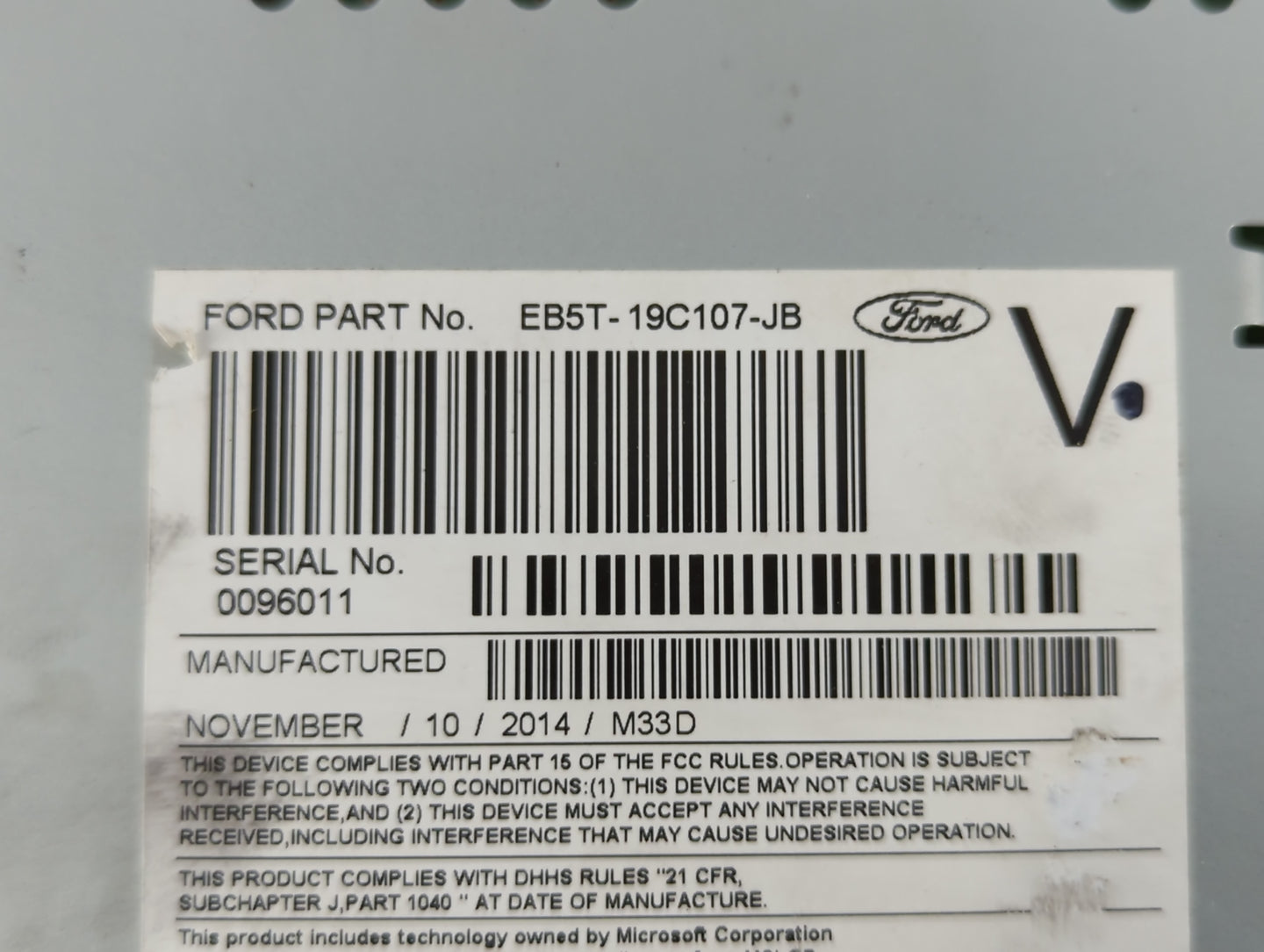 2014-2015 Ford Explorer Radio AM FM Cd Player Receiver Replacement P/N:EB5T-19C107-JB Fits Fits 2014 2015 OEM Used Auto Part