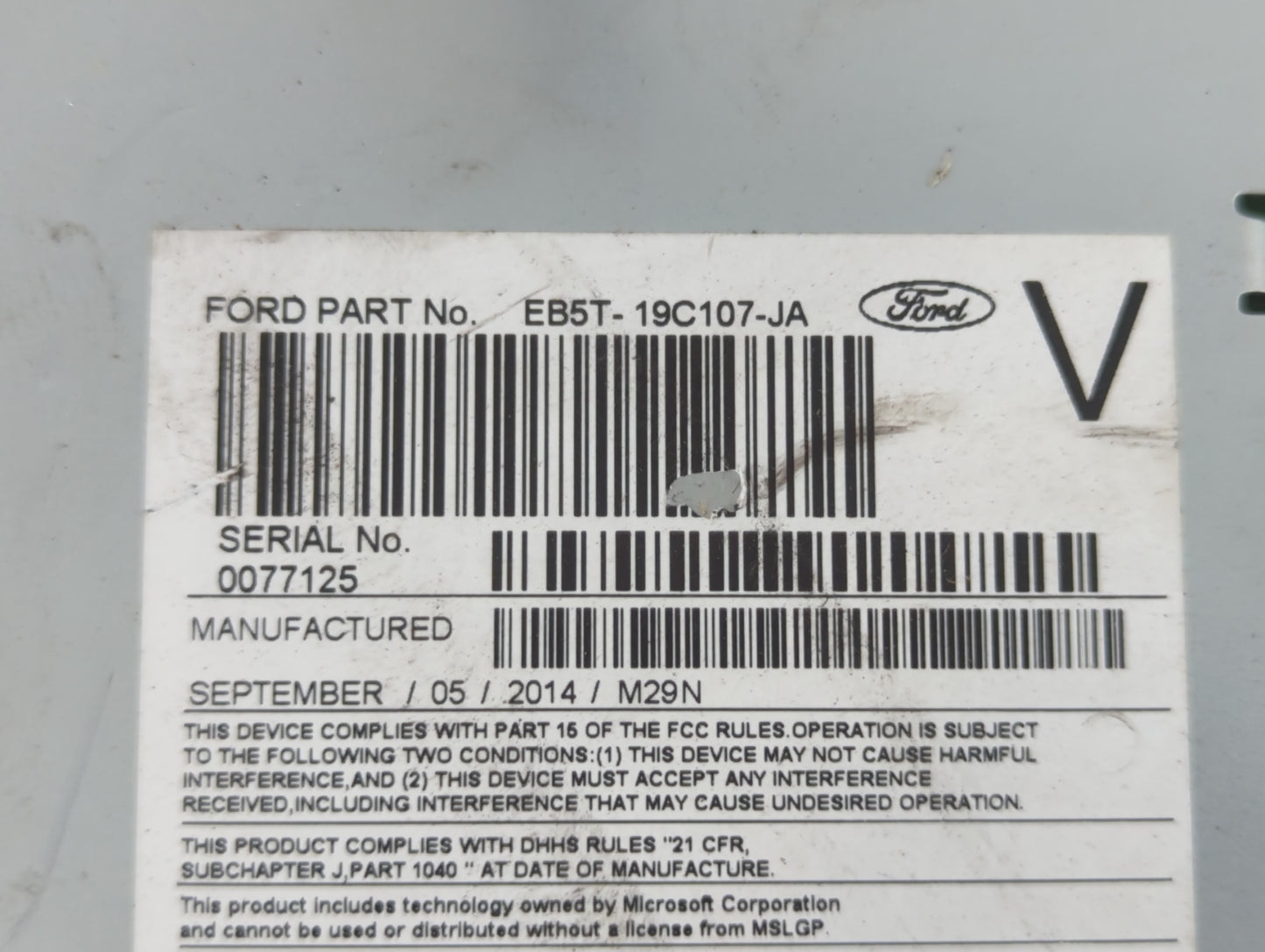 2014-2015 Ford Explorer Radio AM FM Cd Player Receiver Replacement P/N:EB5T-19C107-JA Fits Fits 2014 2015 OEM Used Auto Part
