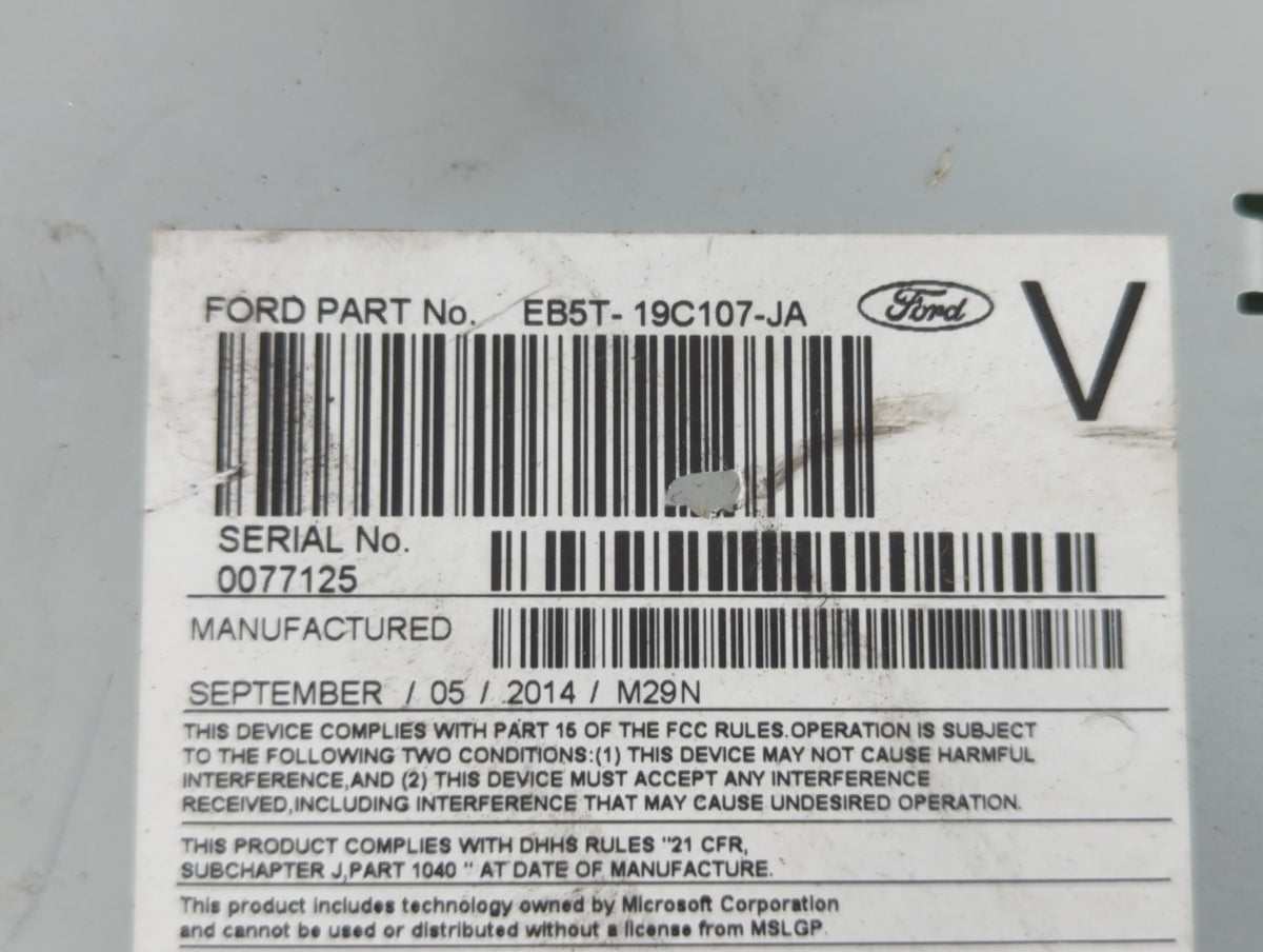 2014-2015 Ford Explorer Radio AM FM Cd Player Receiver Replacement P/N:EB5T-19C107-JA Fits 2014 2015 OEM Used Auto Parts - O