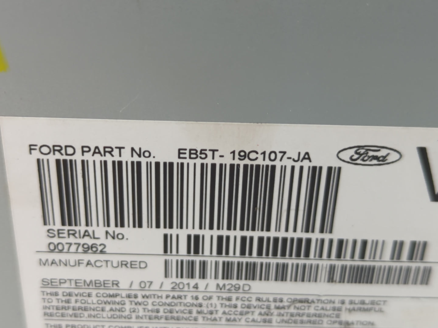2014-2015 Ford Explorer Radio AM FM Cd Player Receiver Replacement P/N:EB5T-19C107-JA Fits Fits 2014 2015 OEM Used Auto Part